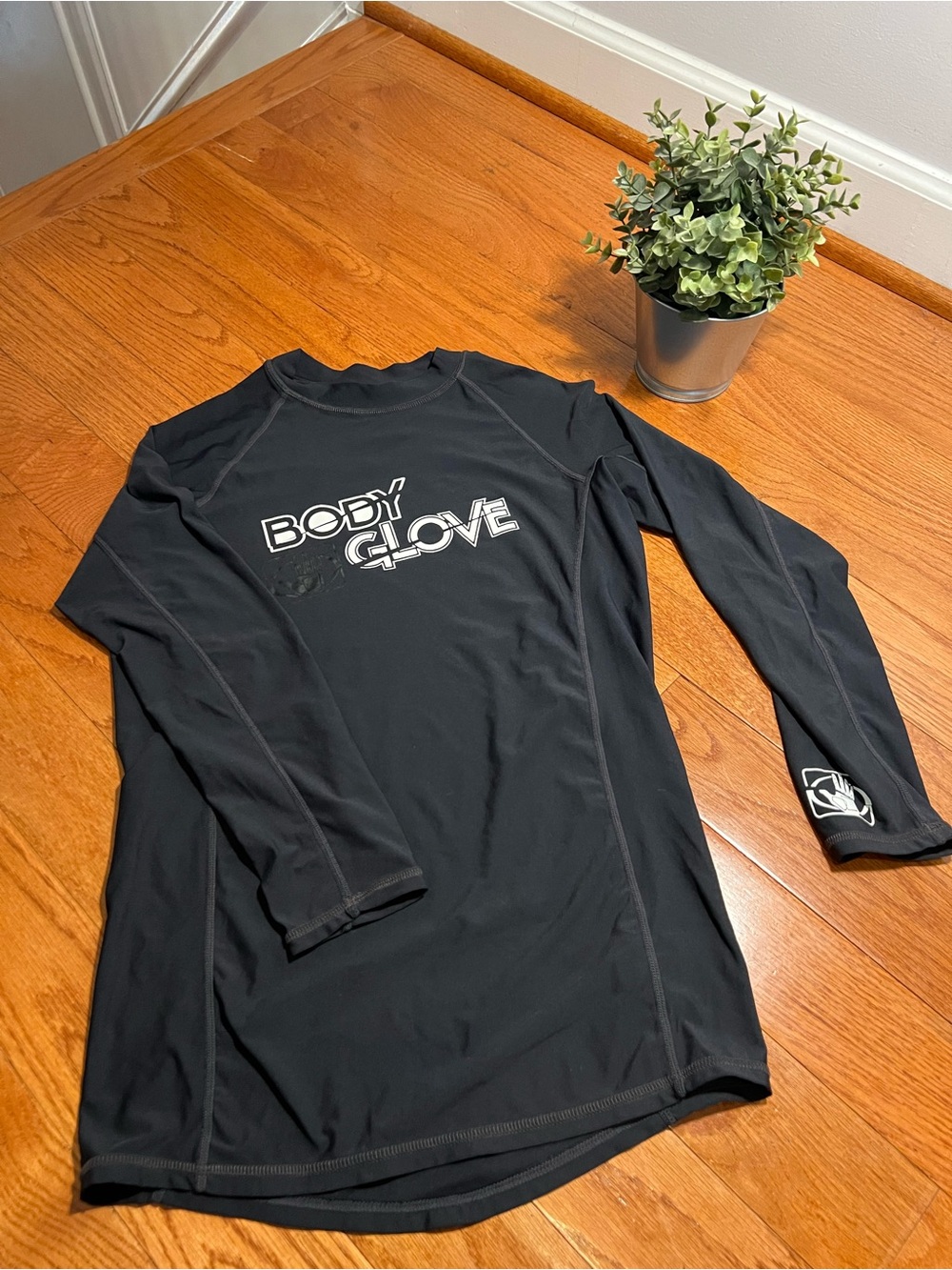 Body Glove Black Long-Sleeve Kids Rash Guard with White Logo